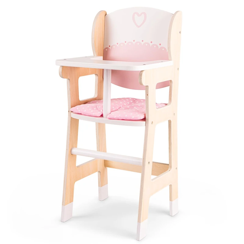 Woet® Wooden Toy Doll High Chair for Kids - With Pillow Included - Fits Dolls up to 43 cm - Pretend Play Toy - Age 3 Years+