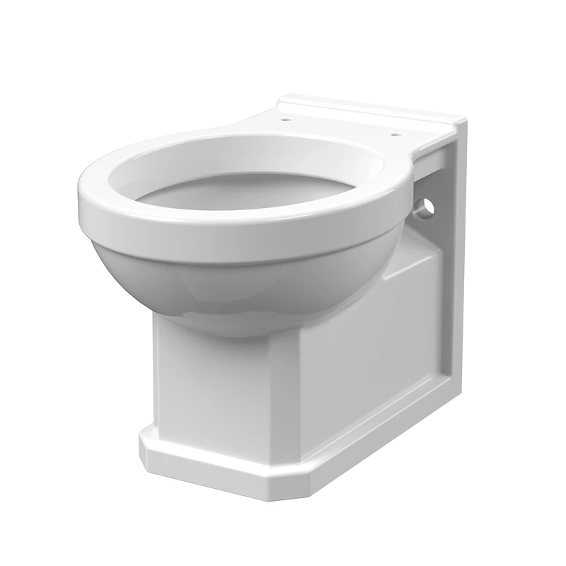 nuie NCS840 Carlton Traditional Bathroom Wall Hung Ceramic Toilet Pan (Seat Not Included), 360mm, White