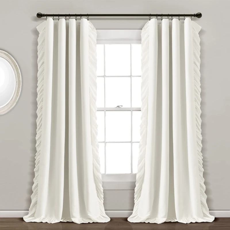 Lush Decor Reyna 100% Lined Blackout Window Curtain Panel (Single Panel), 84" L x 54" W, White