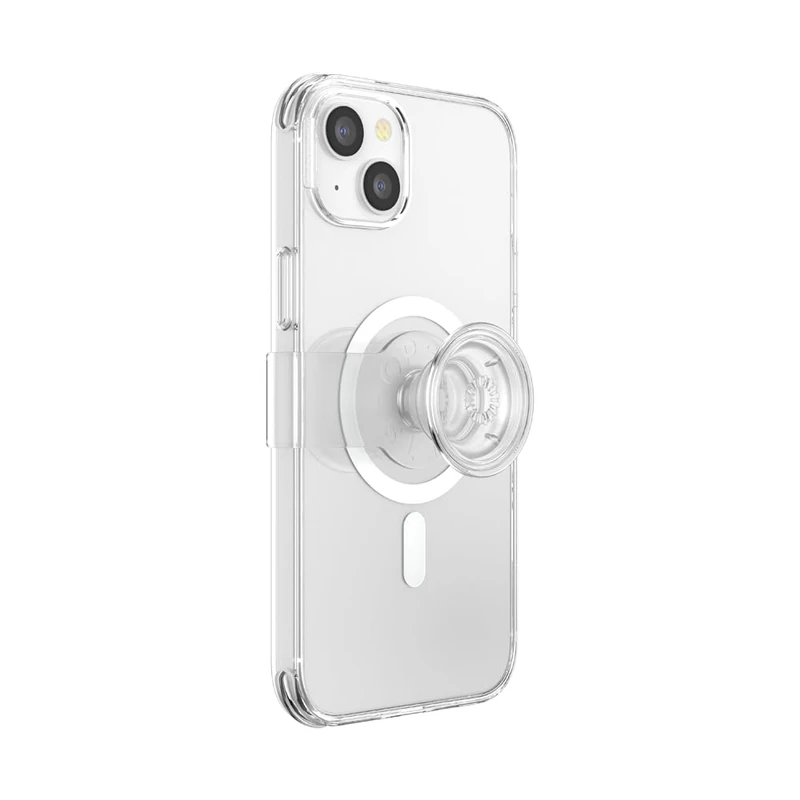 PopSockets iPhone 14 Plus Case with Phone Grip and Slide Compatible with MagSafe, Phone Case for iPhone 14 Plus, Wireless Charging Compatible - Clear