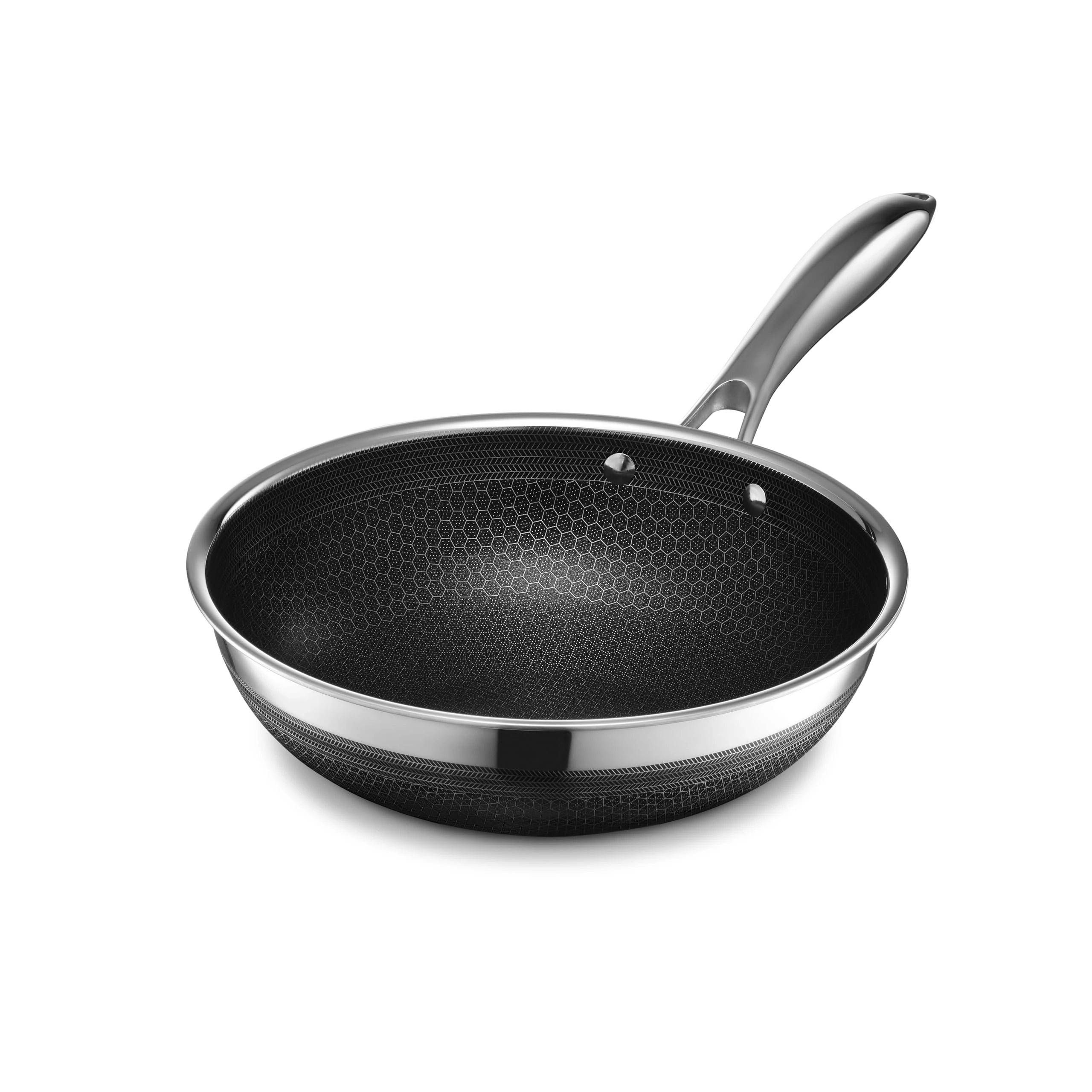 HexClad Hybrid Nonstick Wok, 25 cm, Stay-Cool Handle, Dishwasher Safe, Induction Ready, Compatible with All Cooktops