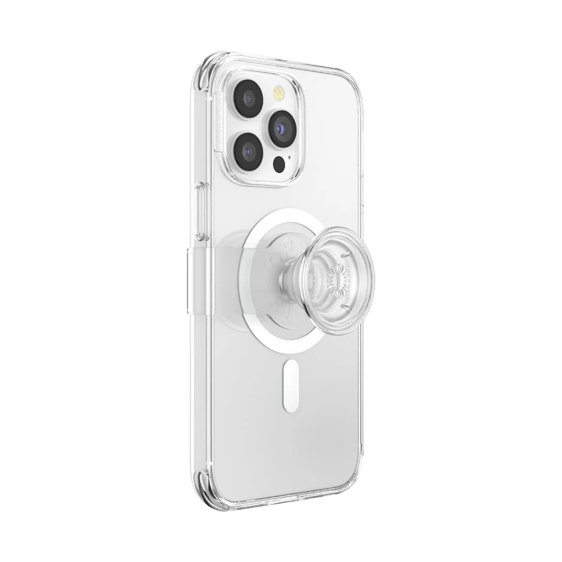 PopSockets iPhone 14 Pro Max Case with Phone Grip and Slide Compatible with MagSafe, Wireless Charging Compatible - Clear