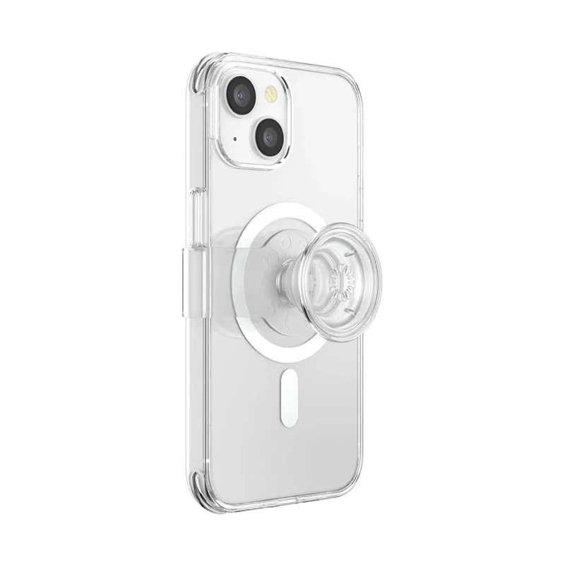 PopSockets iPhone 14 Case with Phone Grip and Slide Compatible with MagSafe, Phone Case for iPhone 14, Wireless Charging Compatible - Clear