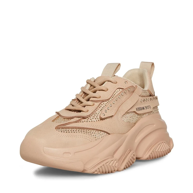 Steve Madden Women's Possession Sneaker, Blush Rhinestone, 7 UK