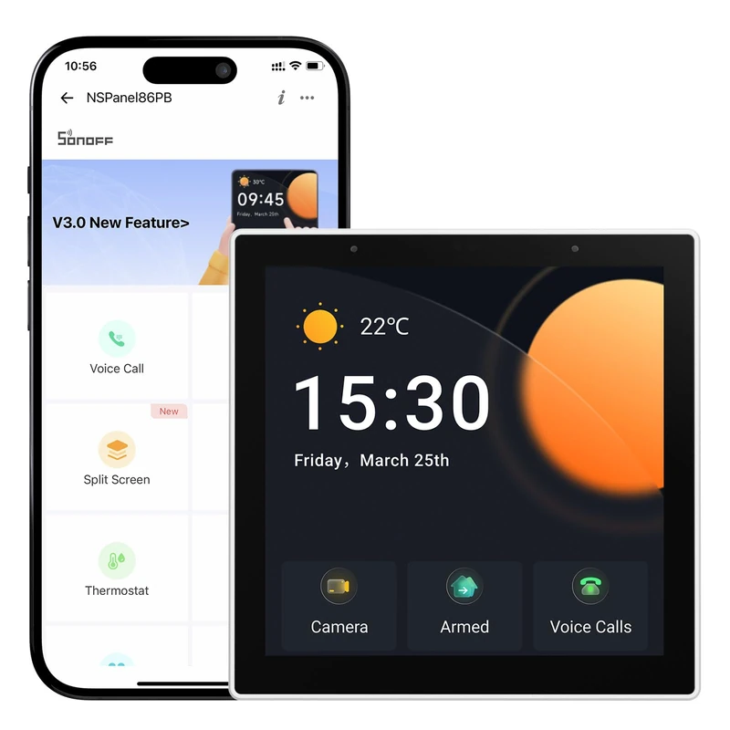SONOFF NSPanel Pro Smart Home Control Panel, Zigbee 3.0 Gateway with Home Security, with Power Consumption Statistics, Thermostat, Call Intercom, etc. All-in-One Control Center Hub White