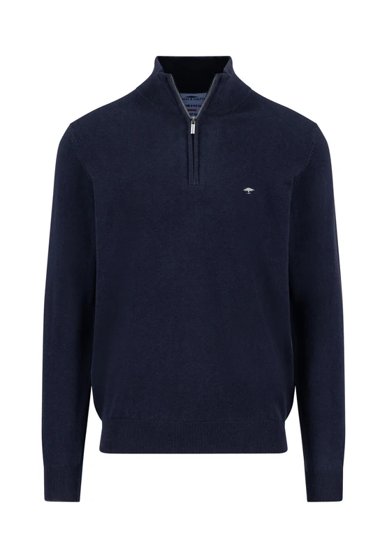 FYNCH-HATTON Pure Cotton Troyer Jumper, Navy, 3XL
