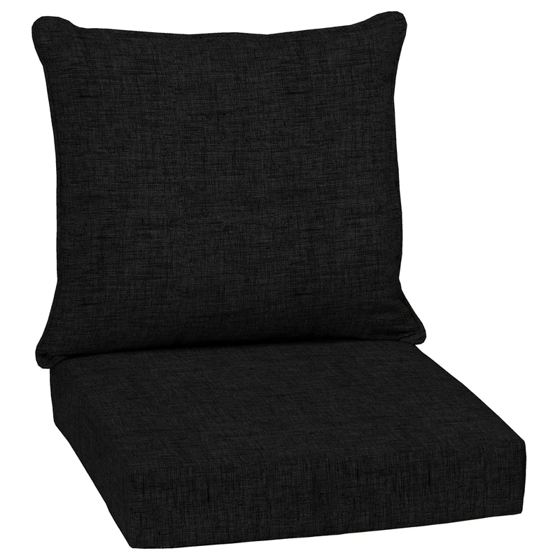 Arden Selections Outdoor Deep Seat Set, 24 x 24, Rain-Proof, Fade Resistant, Deep Seat Bottom and Back Cushion 24 x 24, Black Leala