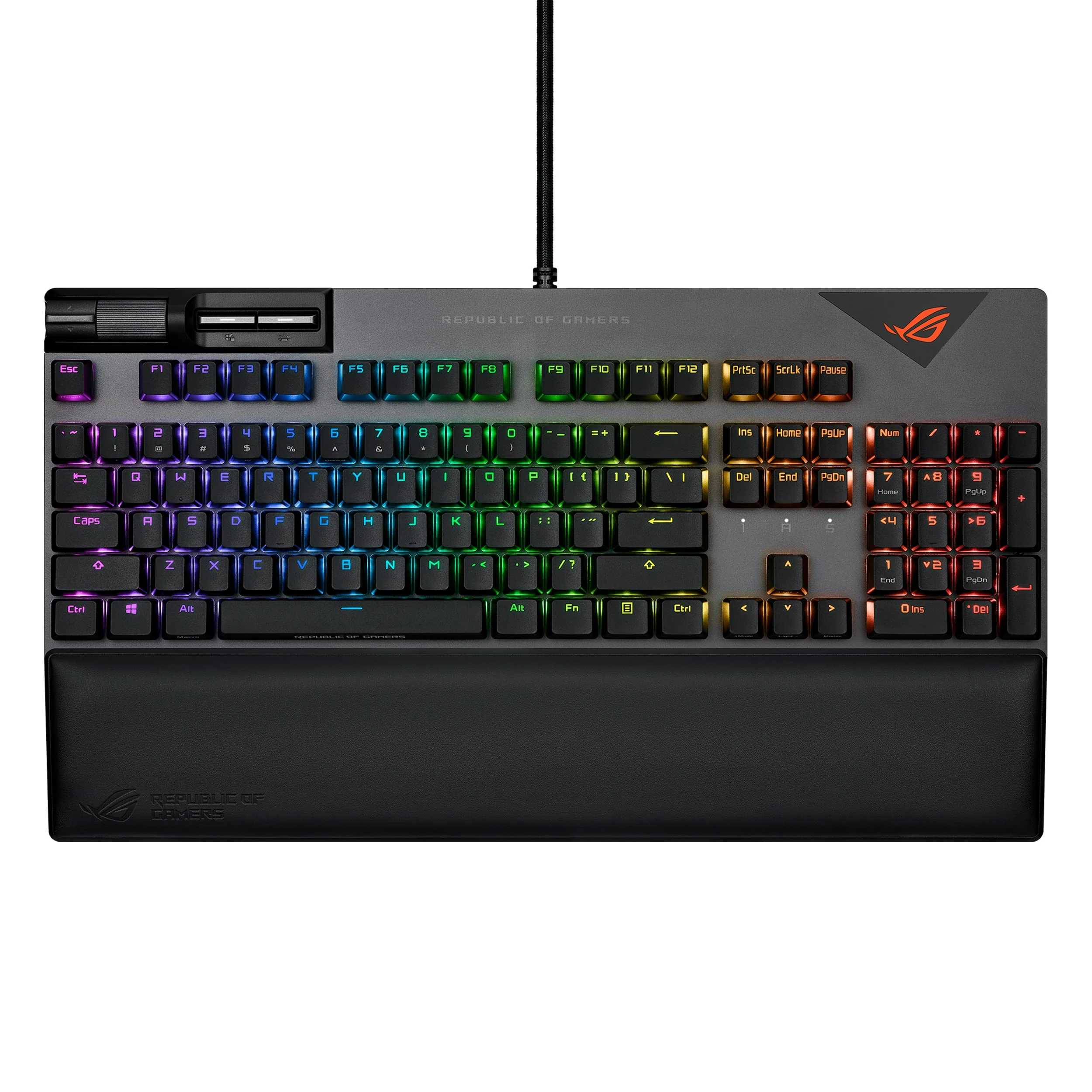 ASUS ROG Strix Flare II 100% RGB Gaming Keyboard, ROG NX Brown Mechanical switches, ABS Engraved keycaps, 8k Hz Polling, Sound-dampening Foam, Media Controls, USB passthrough, Wrist Rest-Black
