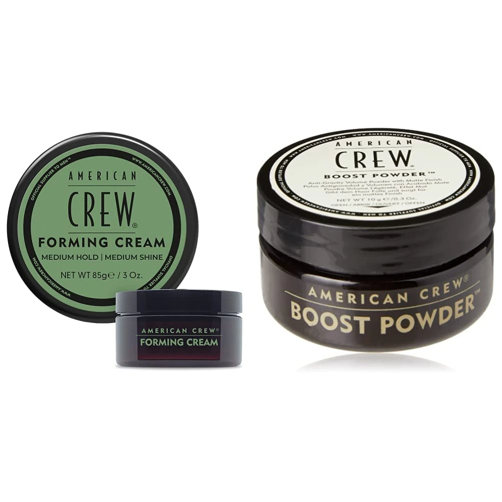 American Crew Forming Cream with Medium Hold & Shine for Shape, Control & Thickening (85g) Cream Texture for All Hair Types & Volume Boost Hair Powder for Thickness & Lift (1 x 10g), Unisex