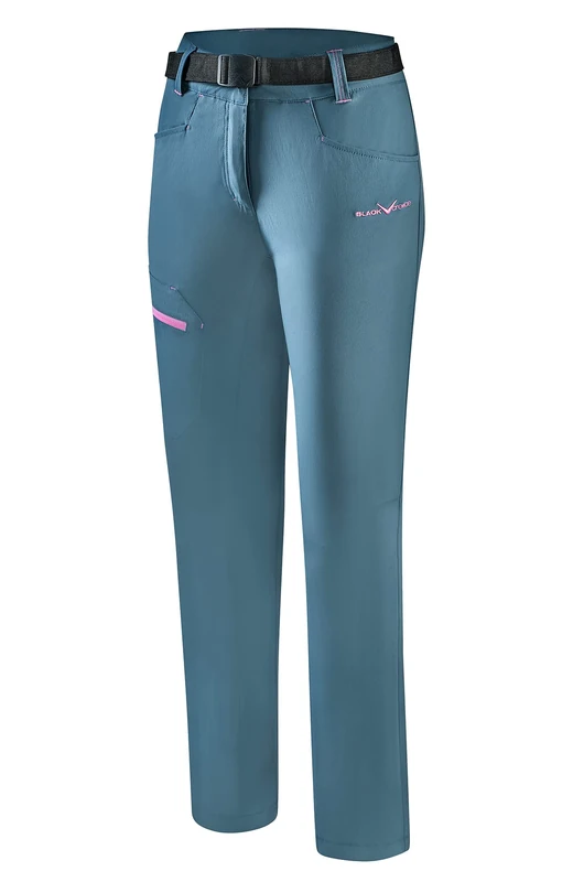 Black Crevice Women's Trekking Trousers Hiking Pants, Blue Mirage/Pink, 14