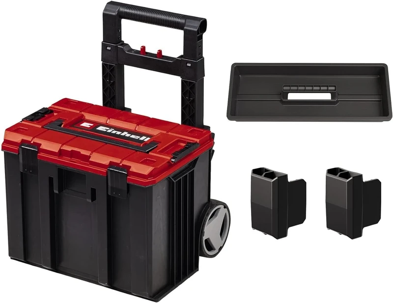 Einhell E-Case L Tool Storage Case With Wheels And Telescopic Handle - Power Tool Box, Stackable, Lockable, Protective Storage And Transport Of Tools And Accessories