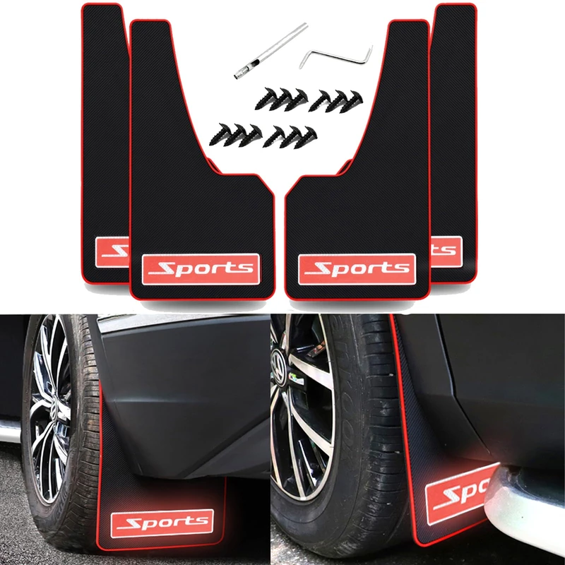 4 Pcs Car Mud Flaps Reflective Soft Rubber Splash Guards Rubber mud Guard Car Safety Warning Reflective Mud Flaps No Collision for Universal Vehicle Modified Car (Sports)