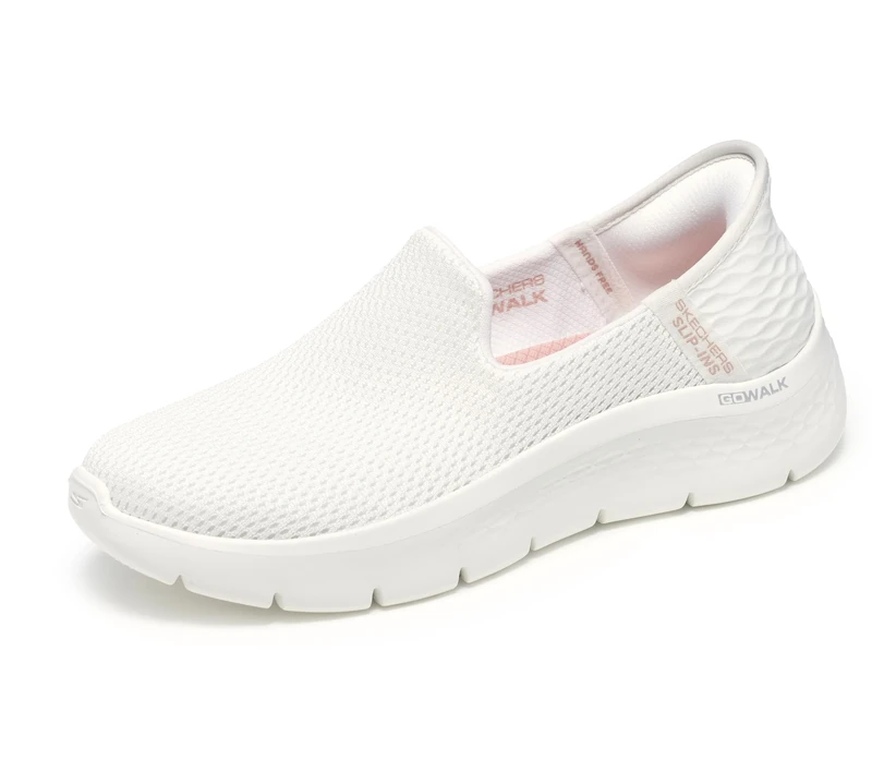 Skechers Women's GO Walk Flex Slipper, Off White Textile/Trim, 6.5 UK