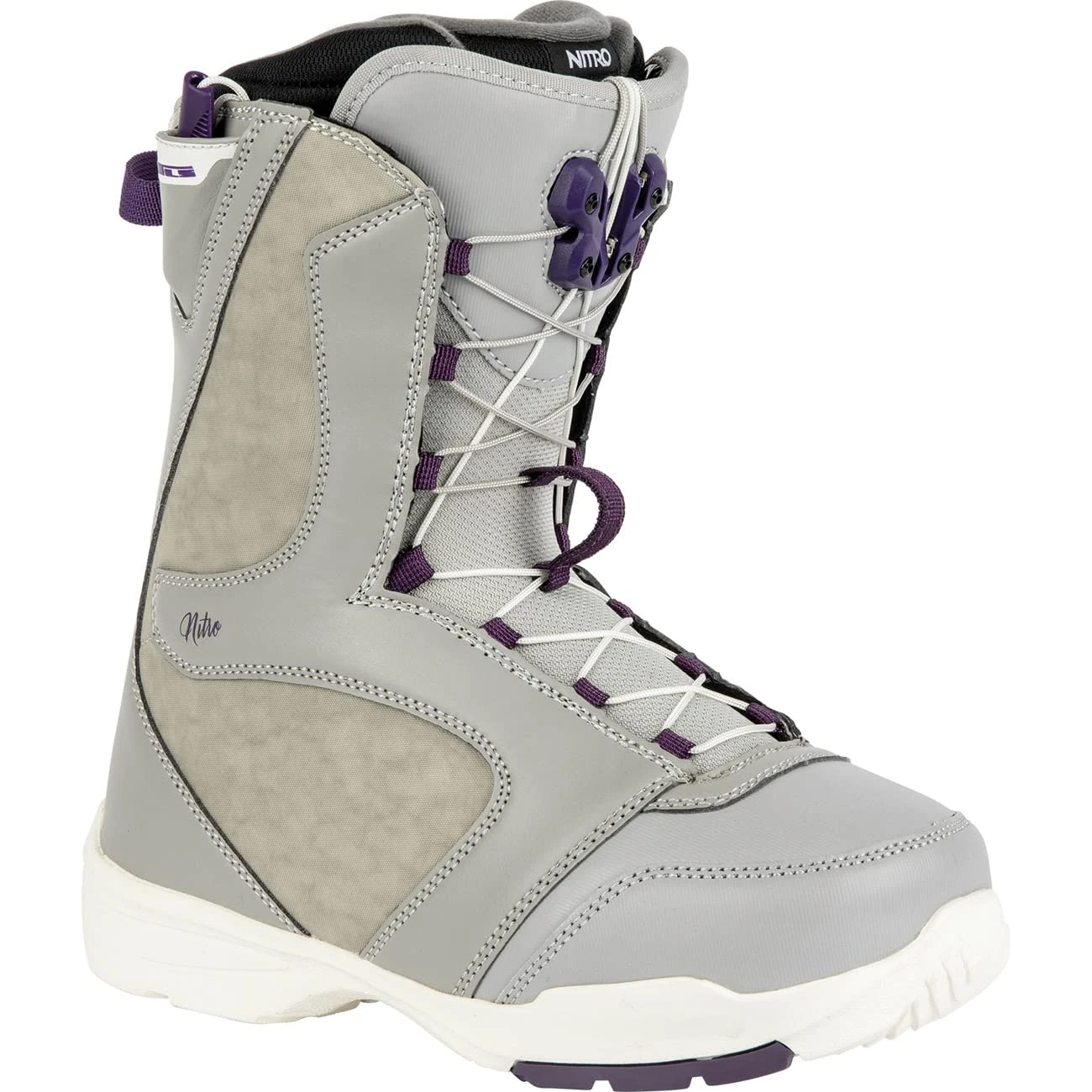 Atomic Women's Nitro Flora TLS Boot '23 Snowboard Boot, Grey-Purple, MP 25.0 // EU 38 2/3 // US 7.5
