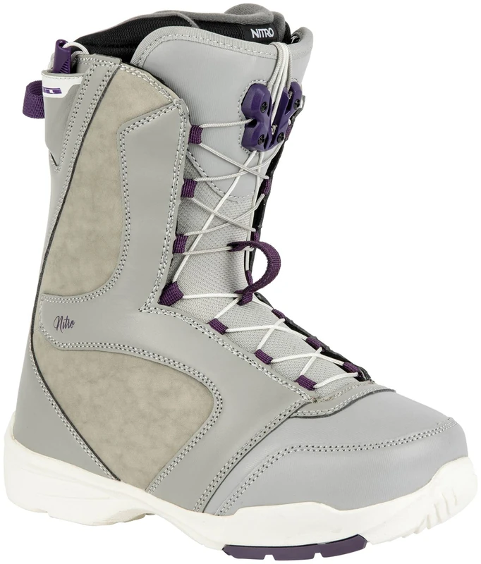 Atomic Women's Nitro Flora TLS Boot '23 Snowboard Boot, Grey-Purple, MP 24.5 // EU 38 // US 7