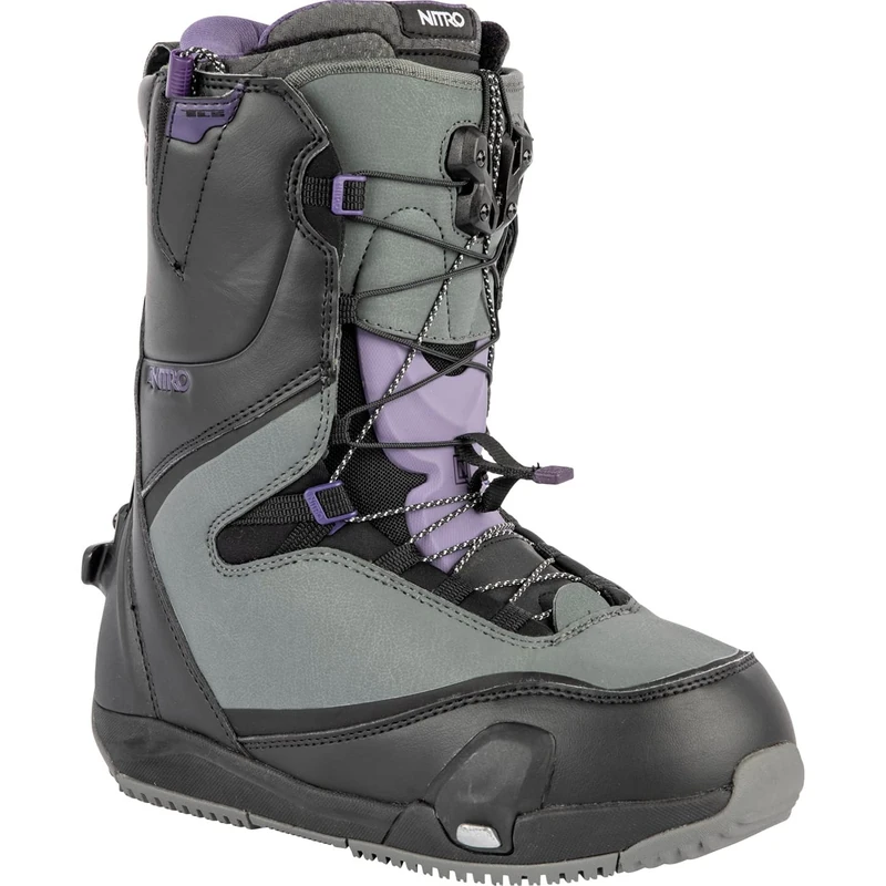 Nitro Women's Snowboards Cave TLS '23 Step On All Mountain Freestyle Freeride Quick Lacing System Boot Snowboard Boot, Black-Charcoal, MP 26.5 // EU 40 2/3 // US 9