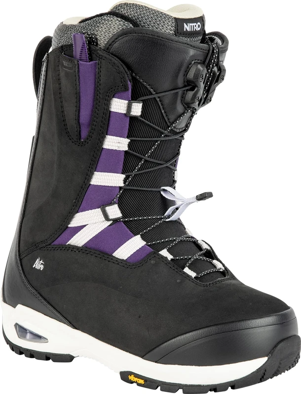 Nitro Women's Snowboards Bianca TLS '21 Premium All Mountain Freeride Freestyle Quick Lacing System Boat Snowboard Boot Black Purple MP 23.0 // EU 36 // US 5.5