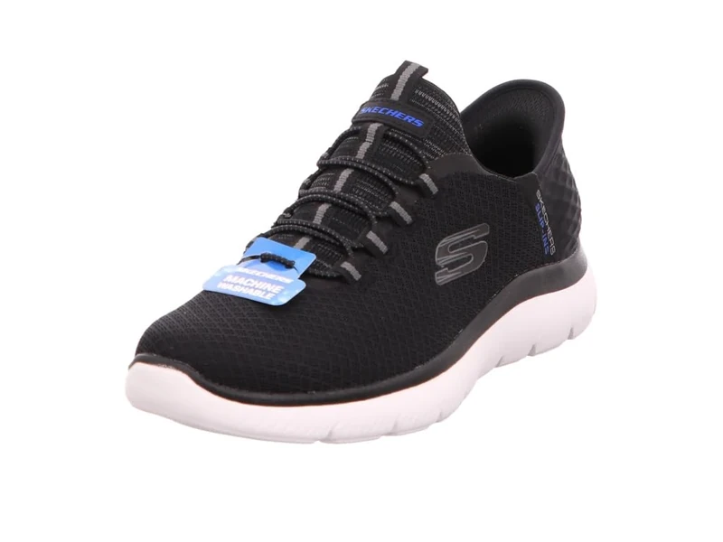 Skechers Men's Summits High Range Slip-On Sneakers, Black Mesh/Wht Trim, 5.5 UK
