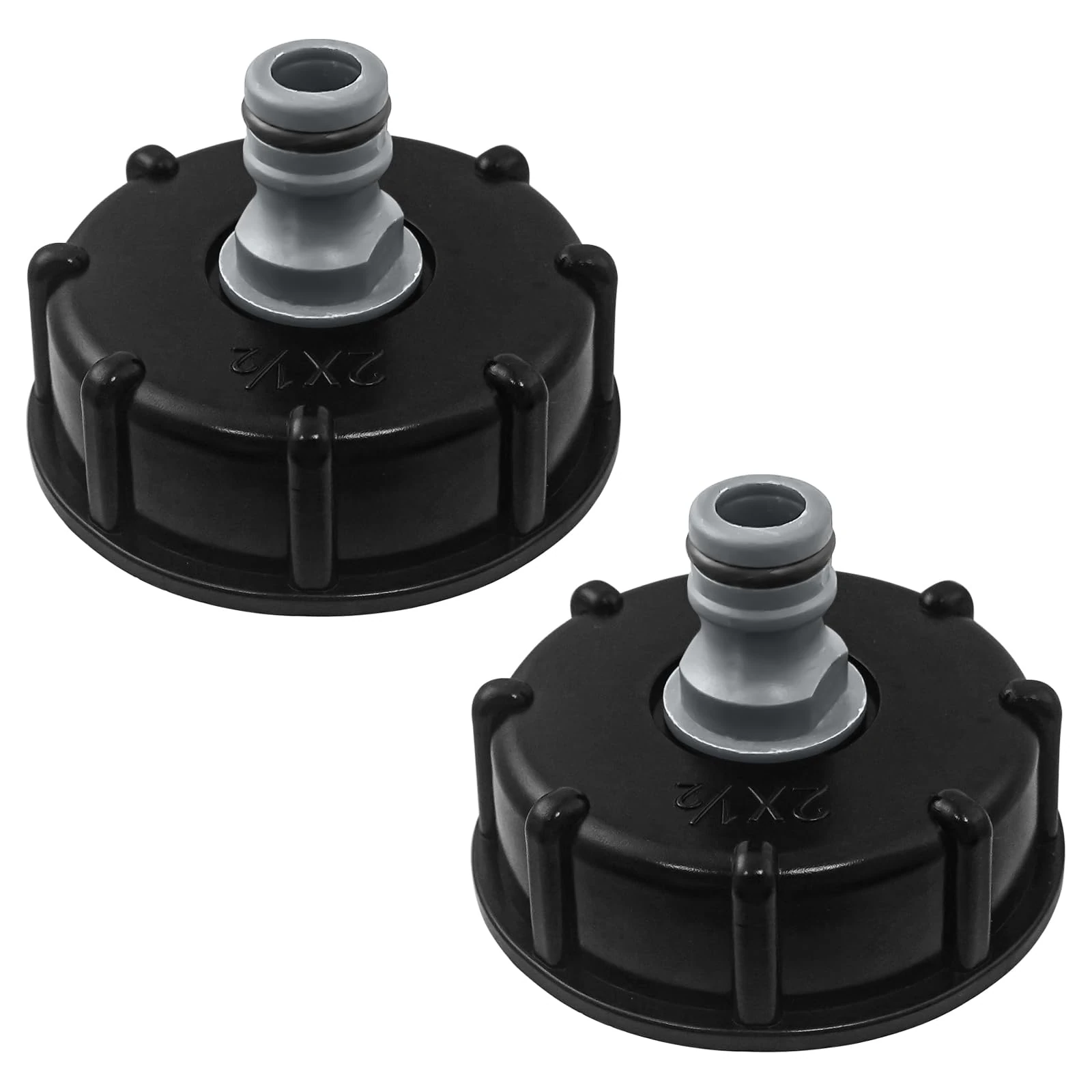 SyiXute 2 Pcs IBC Tank Adapter,IBC Tank Valve for S60X6 to 4 Water Storage Tank Tap,1/2" Course Threaded Storage Tank Cover Tap Water Butt Storage Tank Hose Fitting Parts,Black