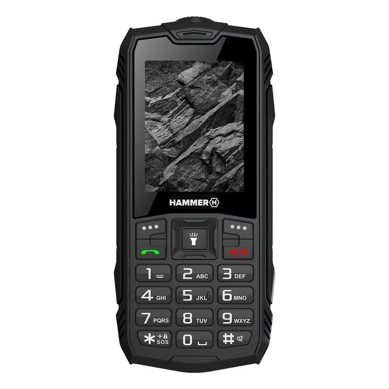 HAMMER H Rock mobile phone without contract, 2.4 inch colour display, Robust, Mega battery 1800 mAh, (IP68), Shockproof, Construction site buttons, Flashlight, Dual SIM, Push-button mobile phone - Sch