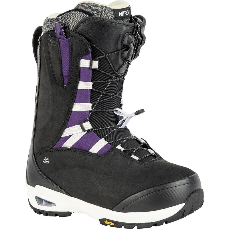 Nitro Women's Snowboards Bianca TLS '21 Premium All Mountain Freeride Freestyle Quick Lacing System Boat Snowboard Boot Black Purple MP 24.0 // EU 37 1/3 // US 6.5