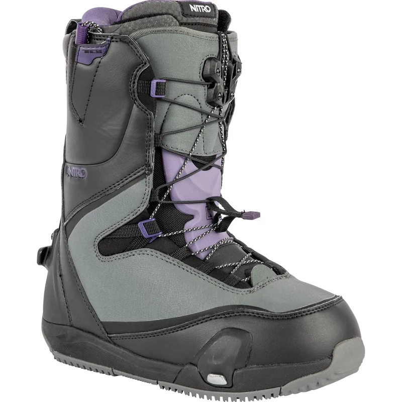 Nitro Women's Snowboards CAVE TLS '23 Step ON All Mountain Freestyle Freeride Quick Lacing System Boot Snowboard Boot, Black-Charcoal, MP 24.5 // EU 38 // US 7