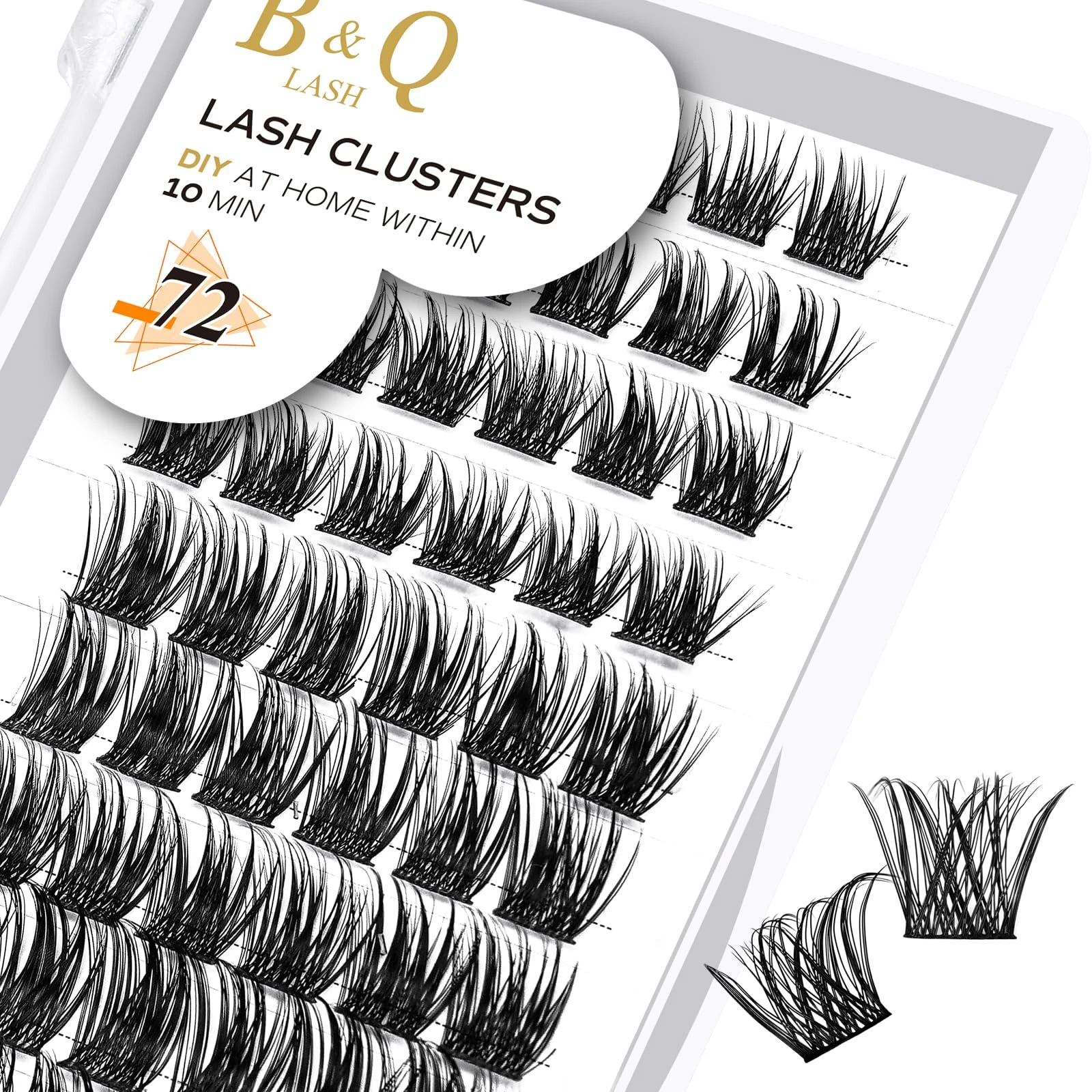 B&Q Cluster Lashes 12mm 72 D Curl Individual Lashes Cluster Natural Eyelash Clusters DIY Lash Extensions Soft Fluffy(B09,D-12mm)