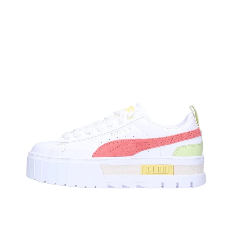 PUMA Women's Mayze Lth Wn's Sneaker - White Leather Platform