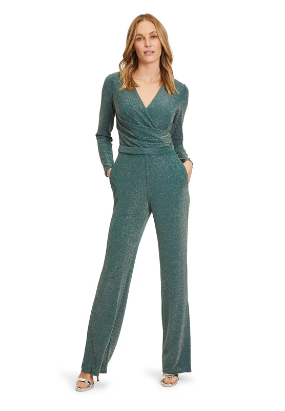 Vera Mont Women's 4653/4210 Jumpsuit, Green and Golden, 10