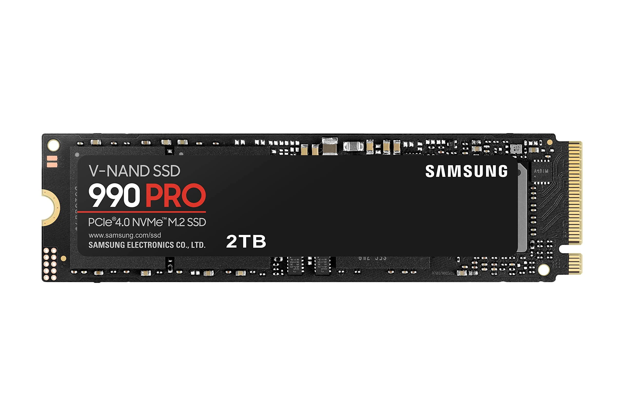 Samsung 990 PRO NVMe M.2 SSD, 2 TB, PCIe 4.0, 7,450 MB/s read, 6,900 MB/s write, Internal SSD, For gaming and video editing, MZ-V9P2T0BW