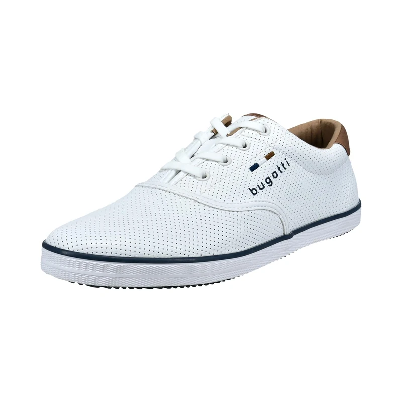 bugatti Men's Canvas Sneaker Made of Cotton, Low-top Canvas Shoe with Flexible Sole, White, 7.5 UK - Image 1