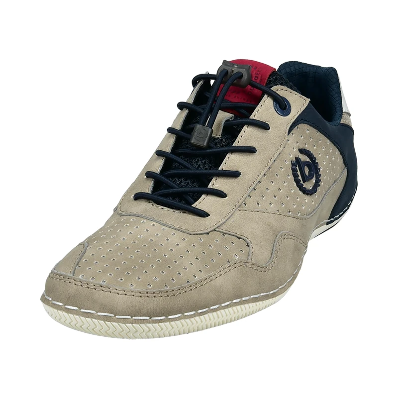 bugatti Men's Casual Sneaker with Flexible Sole, lace-up Shoe with Memory Foam, Elastic Laces, Taupe, 10.5 UK