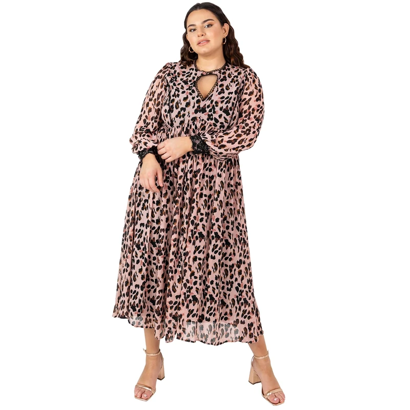 Lovedrobe Summer Dresses for Women Ladies Midi Sun Dress Faux Wrap Leopard Size 26
