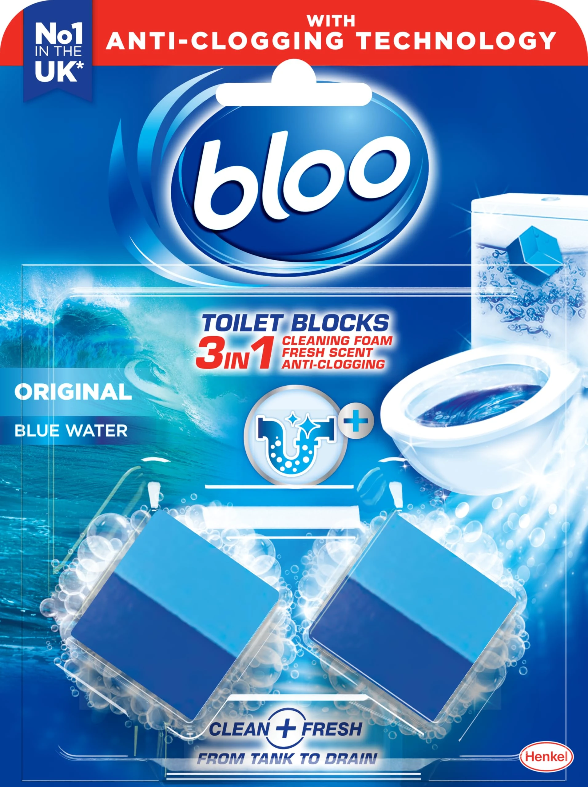 Bloo 3in1 in-Cistern Toilet Blocks Original 50g Limescale Remover Cistern, Cleaning, Foaming Action and Fresheners