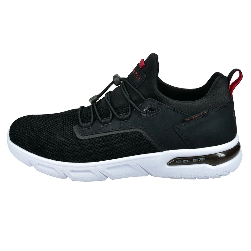 bugatti Men's Breathable Trainers Lightweight Mesh Upper Running Shoes Ultralight Sole Trainers Elastic Lacing System, Black, 12 UK