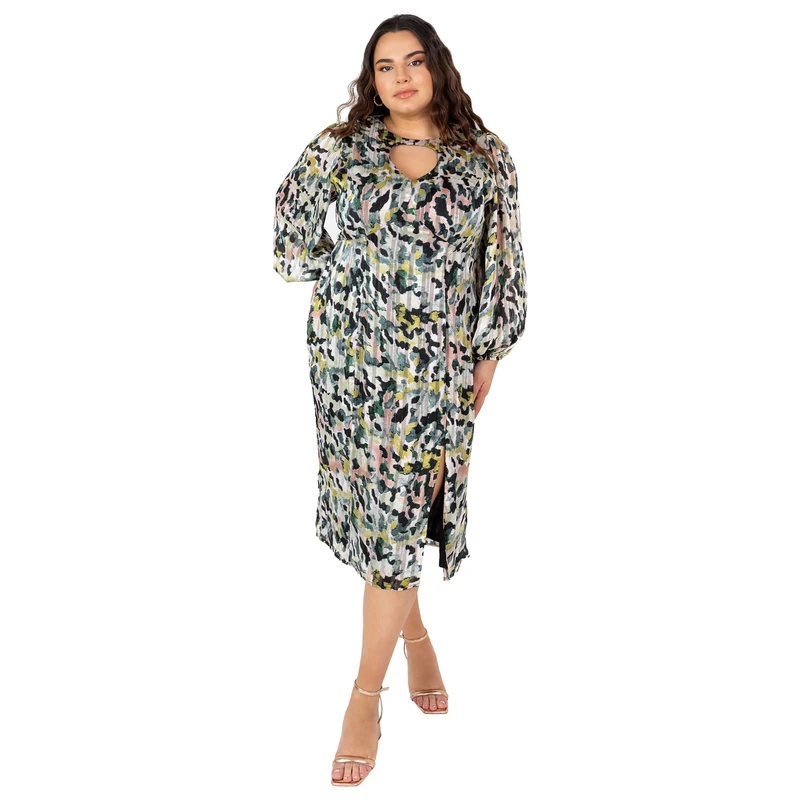 Lovedrobe Womens Plus Size Dress Summer Ladies Animal Print Keyhole Neckline Size 16 - Image 1