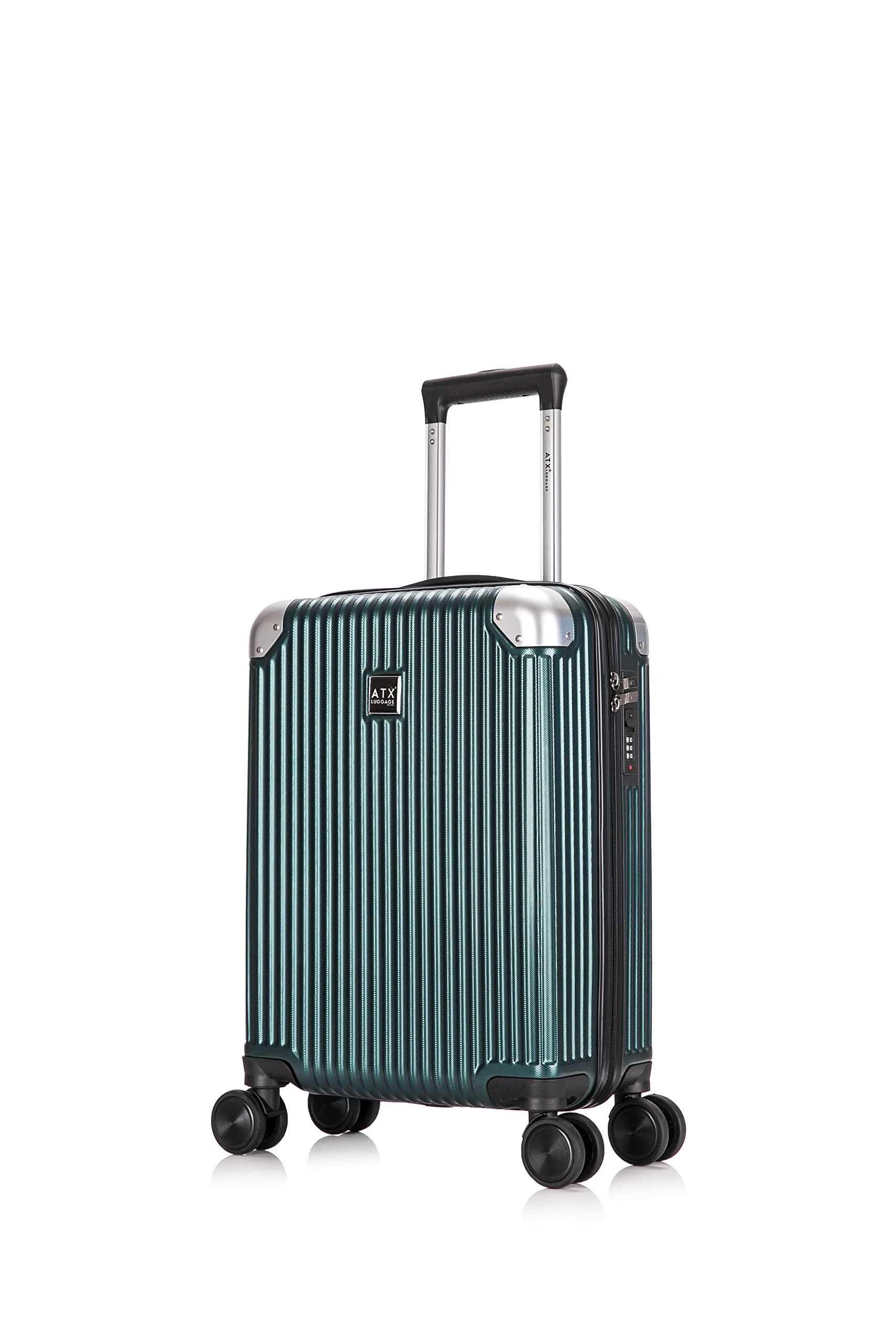 ATX Luggage 55x36x20cm Cabin Suitcase Super Lightweight Small Suitcase Approved for 100+ Airlines Including EasyJet, Ryanair, British Airways & Virgin Atlantic (Emrald Green, 21Inches, 33Liter)