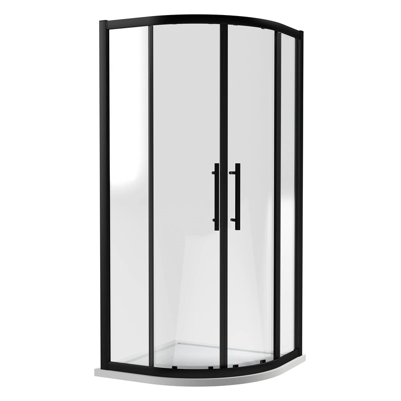 Hudson Reed M1000QBP-E8 Apex Modern Bathroom 8mm Toughened Safety Glass Easy Fit Quadrant Shower Enclosure, 1000mm x 1000mm, Matt Black