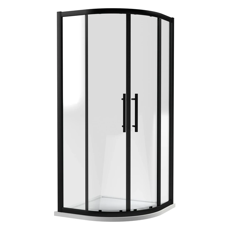Hudson Reed M900QBP-E8 Apex Modern Bathroom 8mm Toughened Safety Glass Easy Fit Quadrant Shower Enclosure, 900mm x 900mm, Matt Black