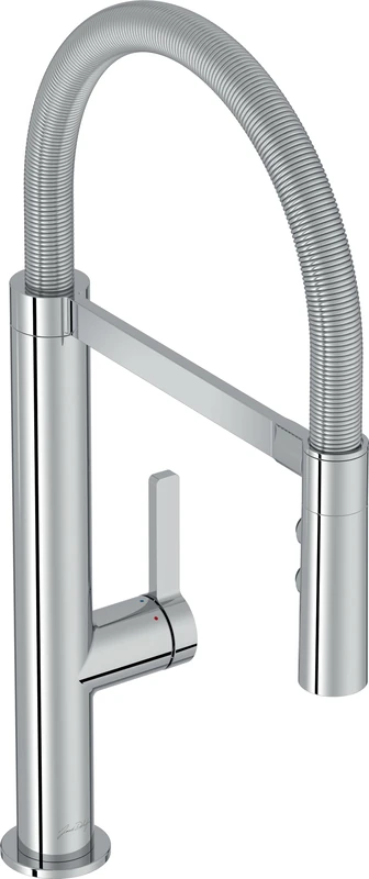 Jacob Delafon Professional Kitchen Tap with 360 Degree Swivel Spout Removable Shower with 3 Functions Magnetic Arm Water and Energy Saving Spiral E23310-CP