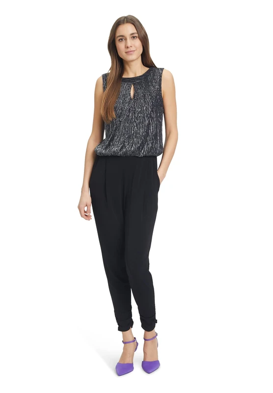 Vera Mont Women's 0234/4835 Jumpsuit, Patch black/black, 44