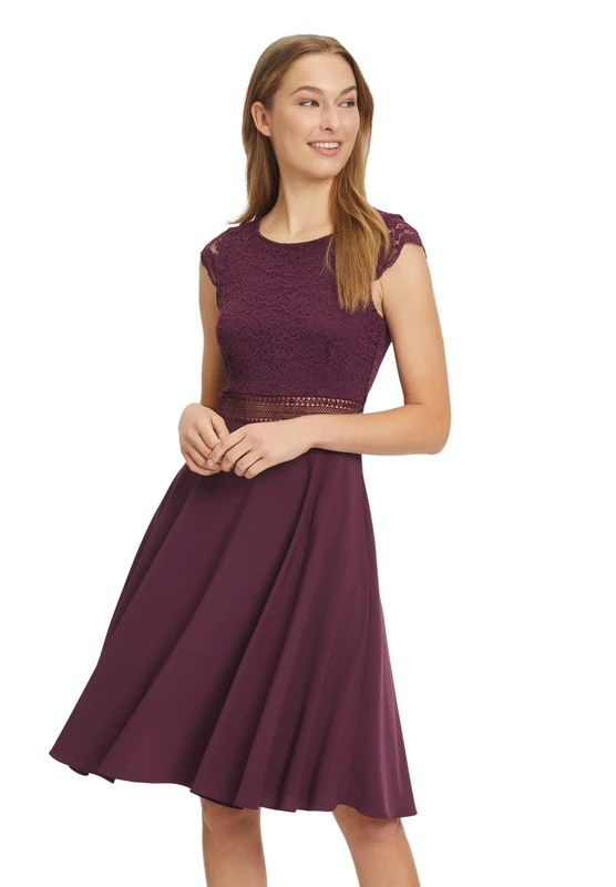Vera Mont Women's 8631/4514 Dress, Shiny Bordeaux Red, 18