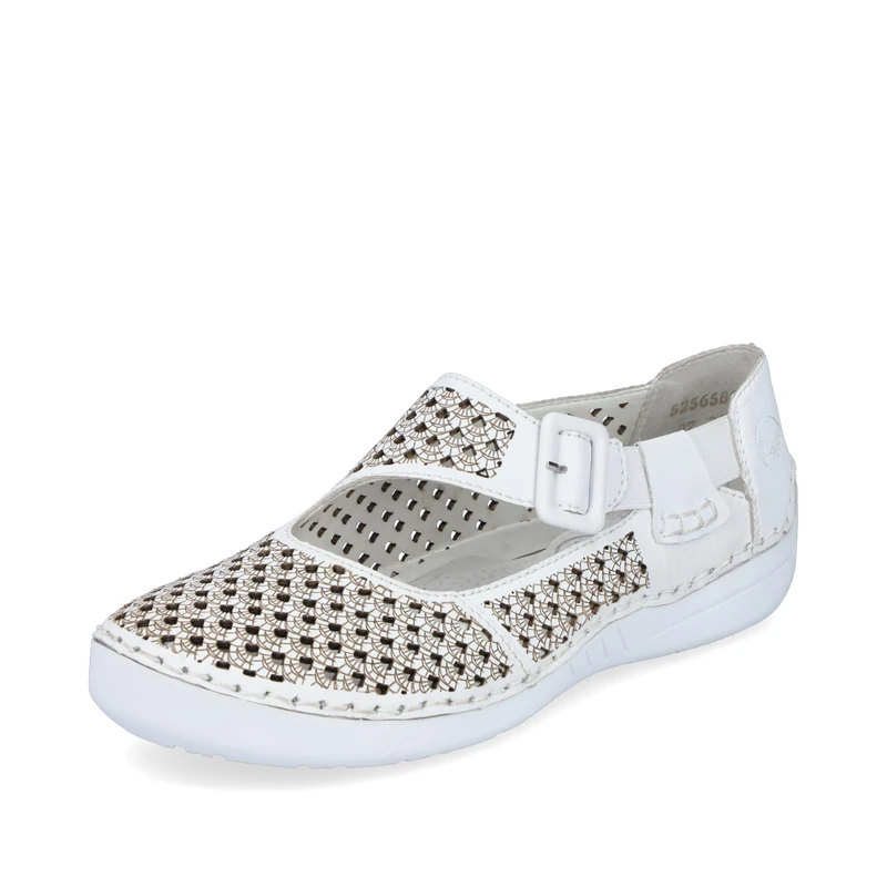 Rieker Women's 52565 Ballet Flats, White, 40 EU