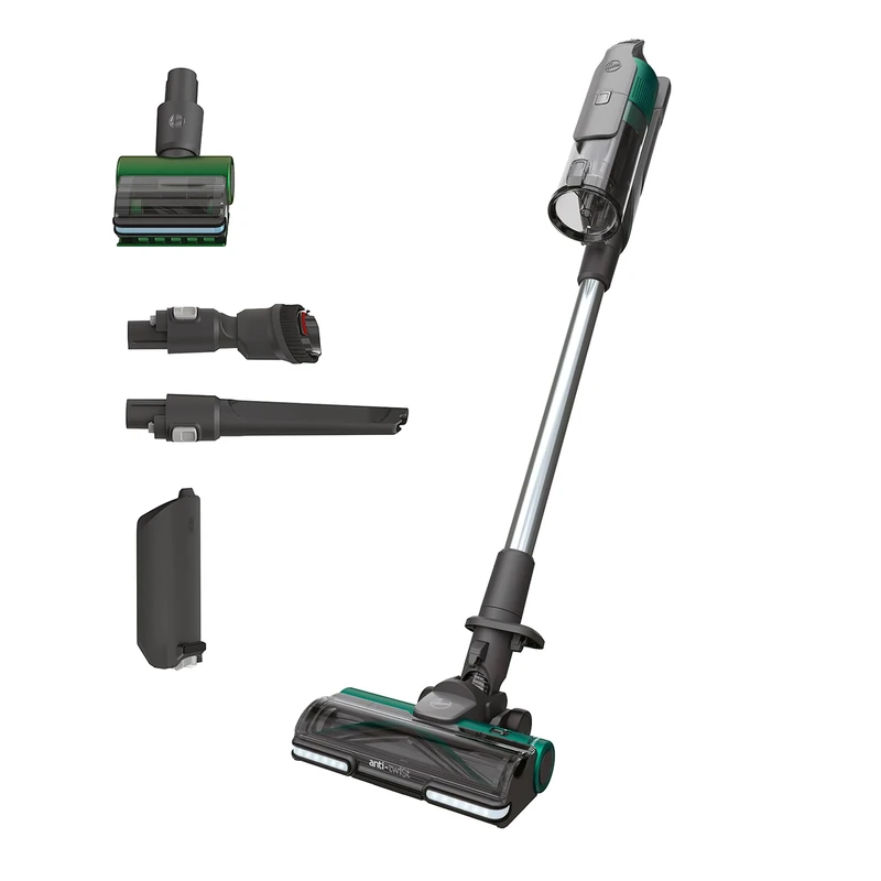 Hoover Cordless Pet Vacuum Cleaner, Powerful 60 min runtime/2 batteries, Anti-Twist Brush, Led lights, 5 YR Warranty, Green [HF9]