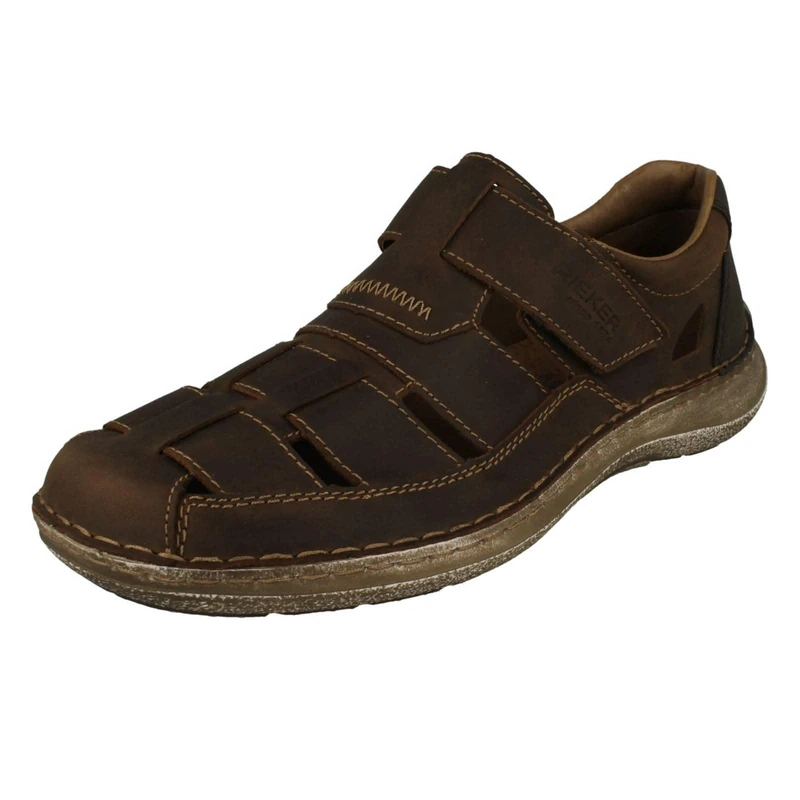 Rieker Mens Traditional Casual Sandals 03078-25 - Brown Leather - UK Size 7.5 - EU Size 41 - US Size 8.5 - Image 1