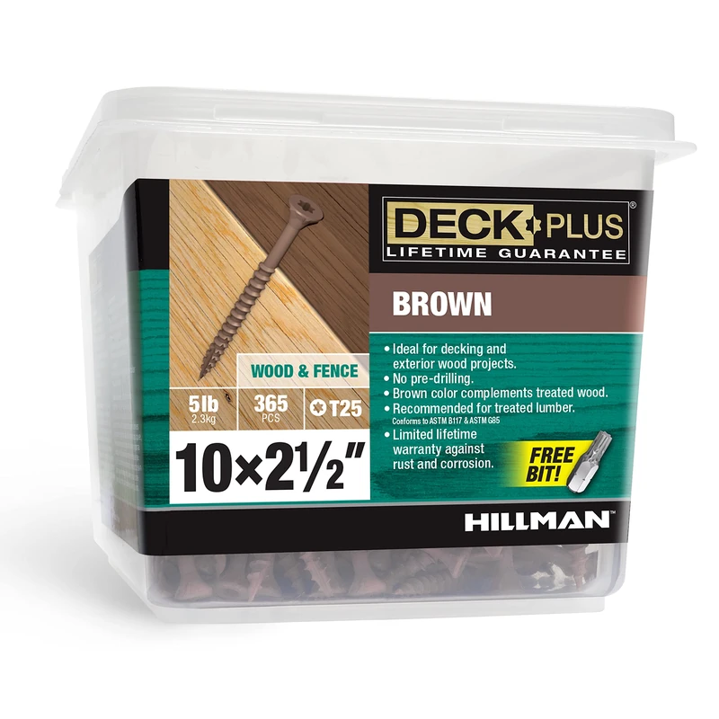 Deck Plus Wood Screws, Brown Exterior Screws, 2-1/2" x #10, 5lb