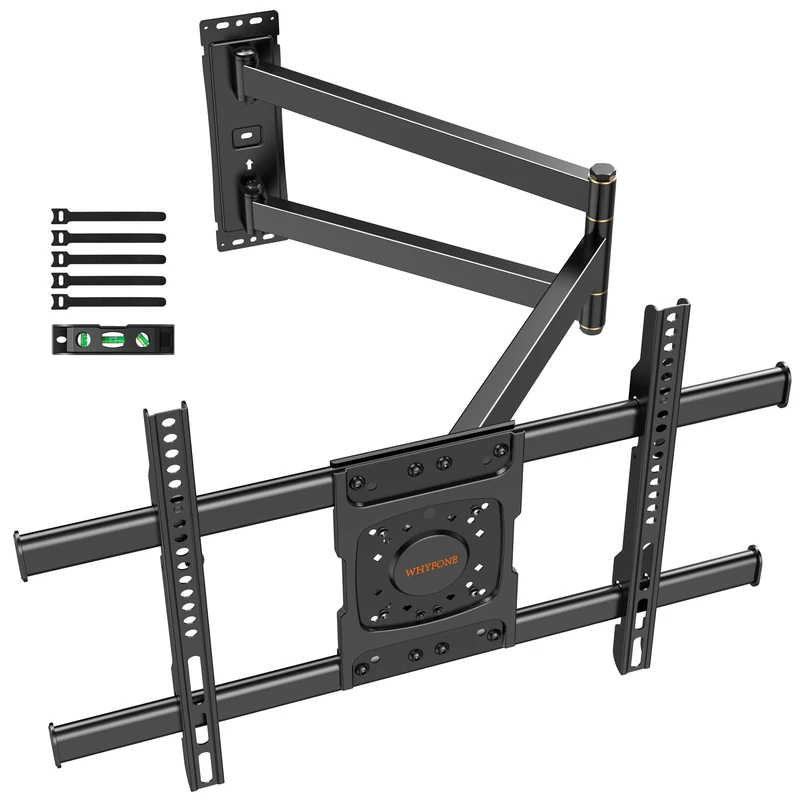 WHYFONE TV Wall Bracket Mount for 32-75 Inch TVs, Long Reach TV Wall Bracket with 710mm Smooth Extension, Swivel and Tilt Universal Corner TV Wall Mount Bracket Holds up to 45kg max. VESA 600x400mm