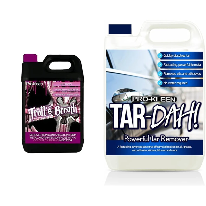 Pro-Kleen Troll's Breath Iron Contamination Fallout Remover - PH Neutral with Colour Indicator (5 Litre) & Tar-Dah! Tar Remover (5L) - Image 1