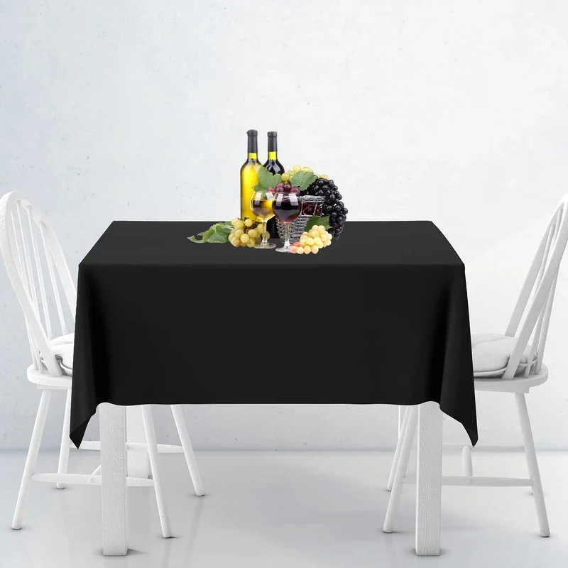 WedDecor 10pcs Premium Quality 54 x 54 Inch Black Square Tablecloth Durable Polyester Fabric Table Cover for Wedding Birthday Anniversary Dinner Parties Events Decoration