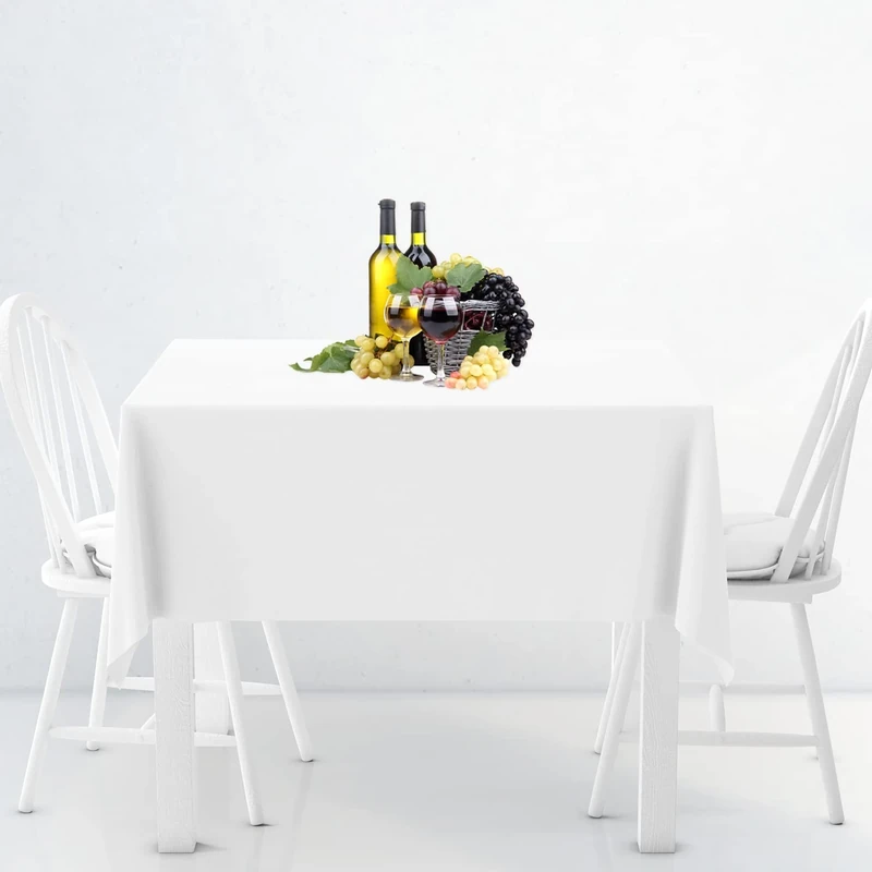 WedDecor 10pcs Premium Quality 54 x 54 Inch White Square Tablecloth Durable Polyester Fabric Table Cover for Wedding Birthday Anniversary Dinner Parties Events Decoration